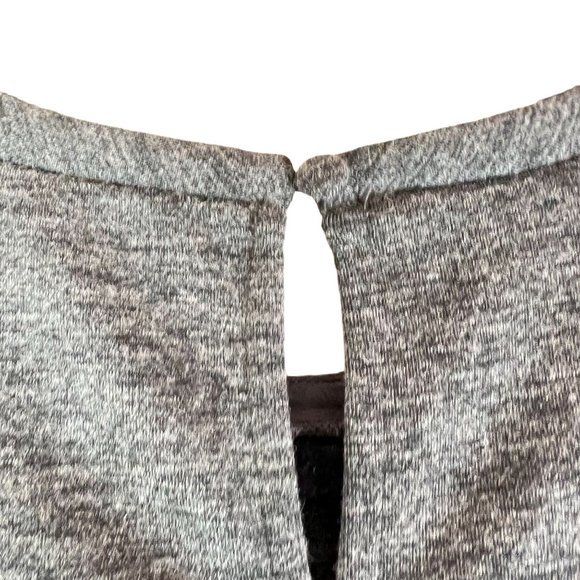 LOFT Ruffle Cold Shoulder Grey Mini Dress Crew Neck SZ S - Picture 4 of 8